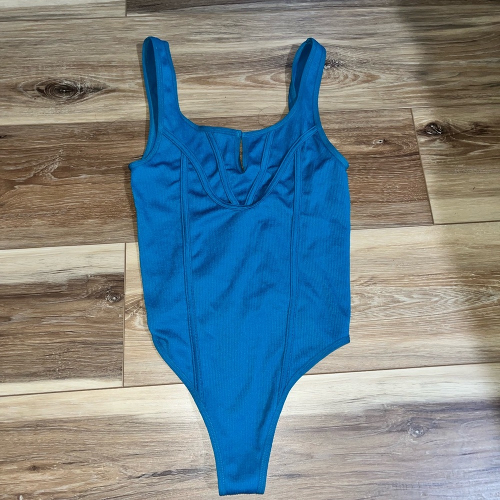 Blue bodysuit (deep open back)